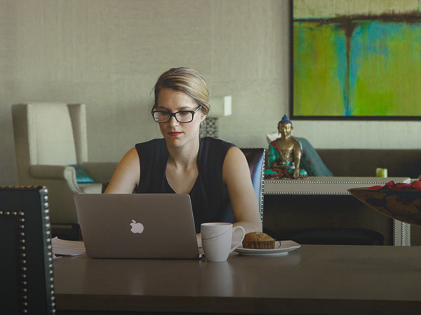 Woman using laptop