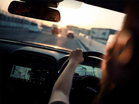 A passenger perspective of a driver on the road